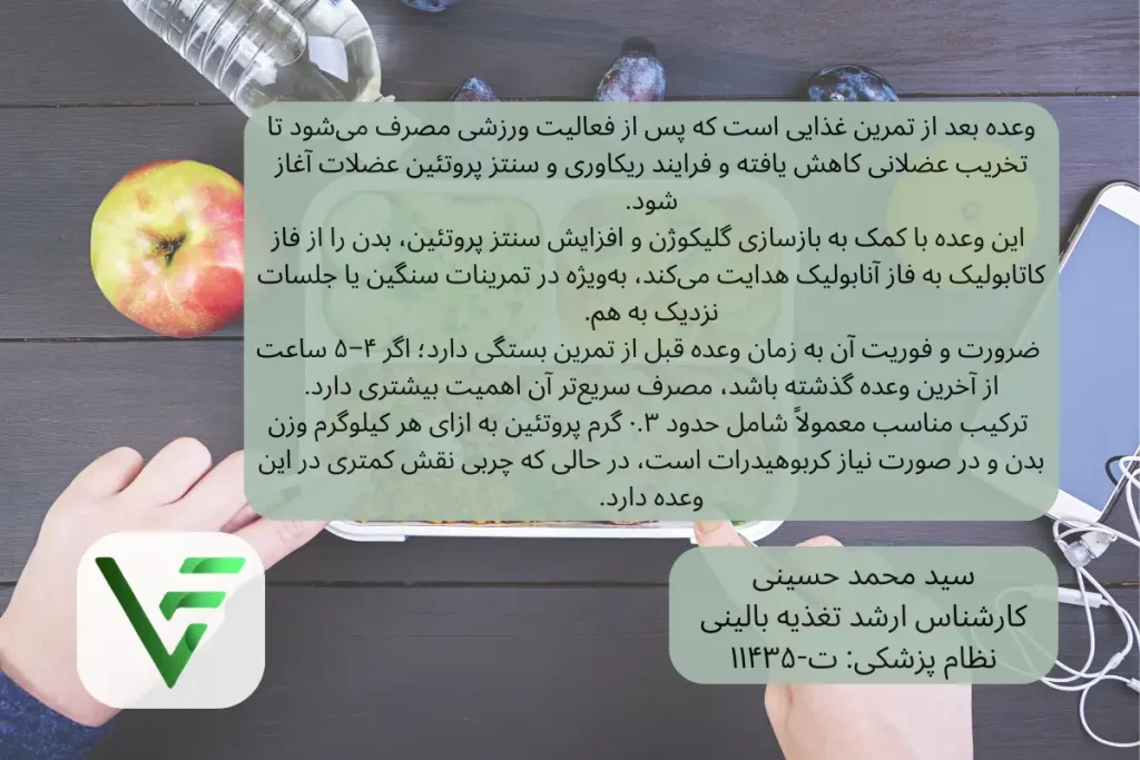نکات مهم وعده ی بعد از تمرین ویتامین فیت